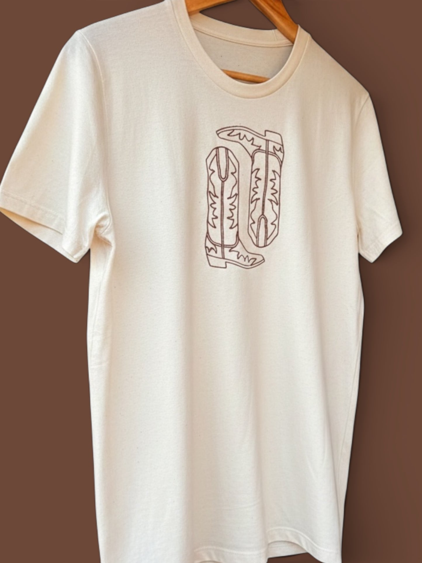 Cowgirl Boot Outline Embroidered T-Shirt